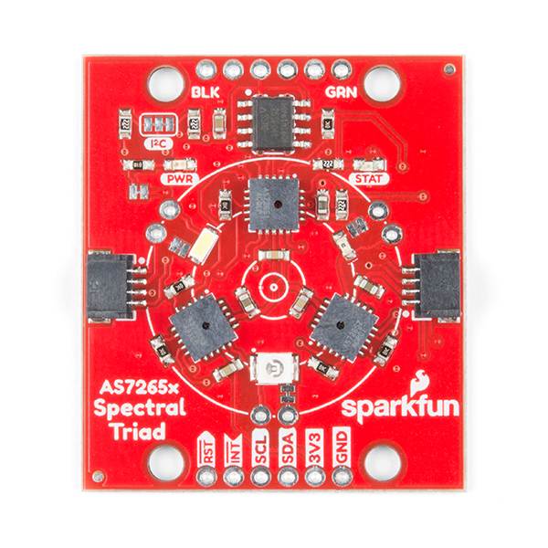 SparkFun Triad Spectroscopy Sensor - AS7265x Optical inspection breakout Combines visible UV IR LEDs with three spectral sensors Vcc 3.3V Qwiic I2C Serial Breadboardable or No Soldering Required