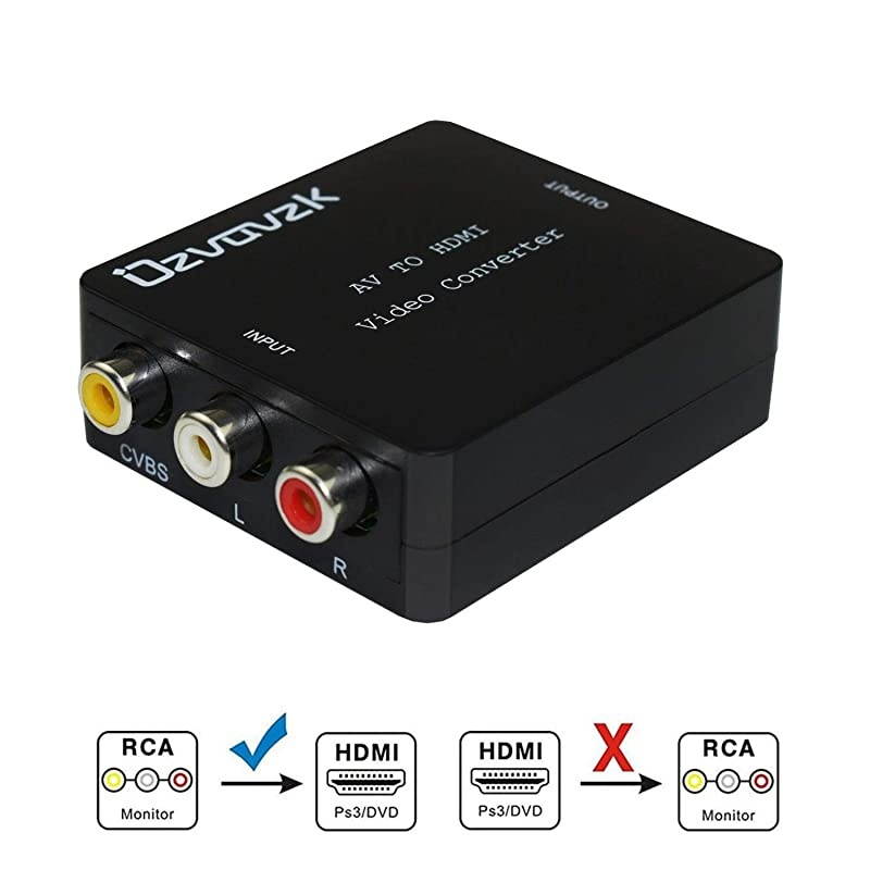 AV to HDMI Converter RCA Composite CVBS to HDMI Video Audio Converter AdapterSupport 1080P with USB Charge Cable for TVPCPS3BlueRay DVD