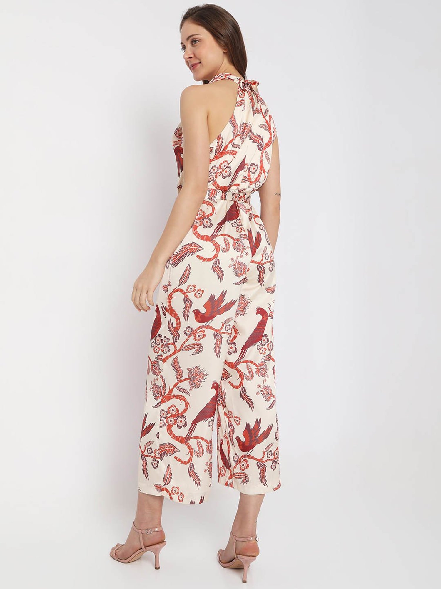Vero Moda Cream Printed Jumpsuit