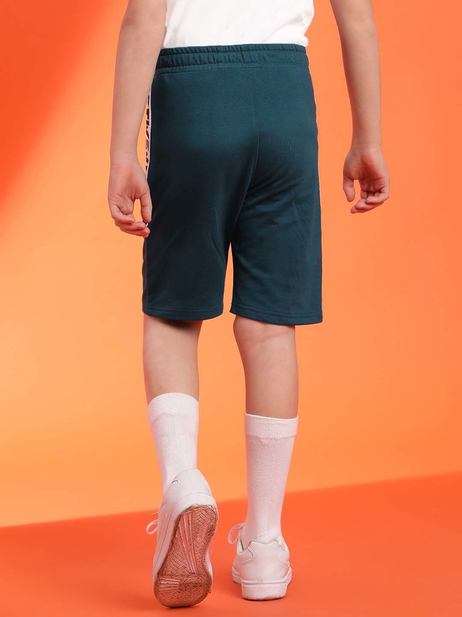 Lil Tomatoes Kids Teal Blue & White Printed Bermuda