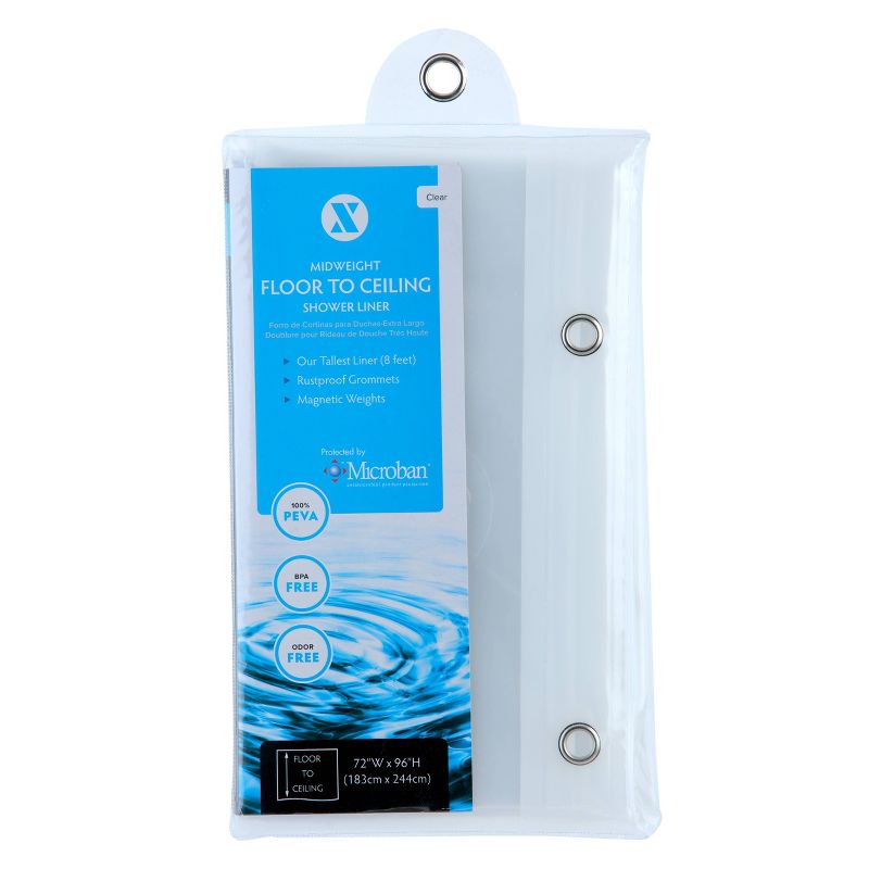 Floor to Ceiling Shower Curtain Liner with Microban Clear - Slipx Solutions