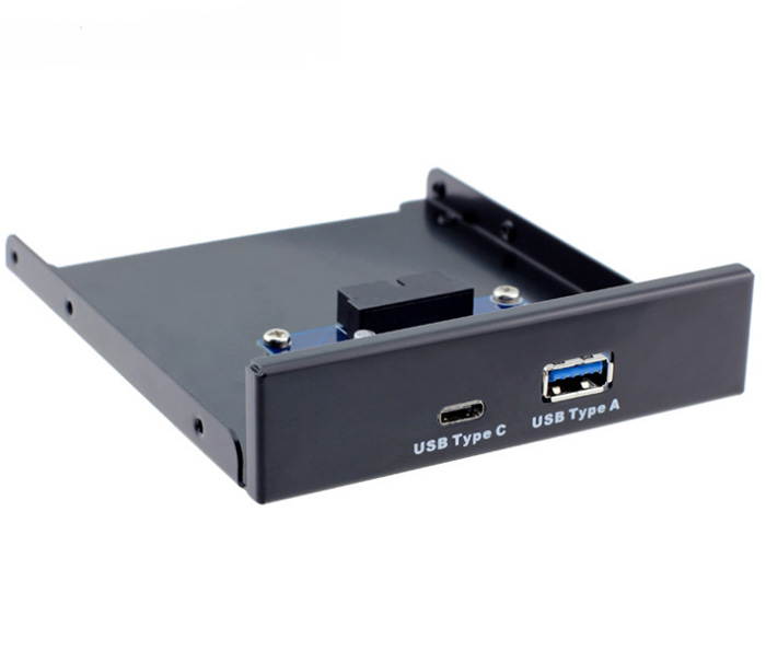 Plugadget USB 3.0 Type-A & USB 3.1 Type-C USB-C Dual Port to Motherboard 20 Pin Front Panel for 3.5" Floppy Bay