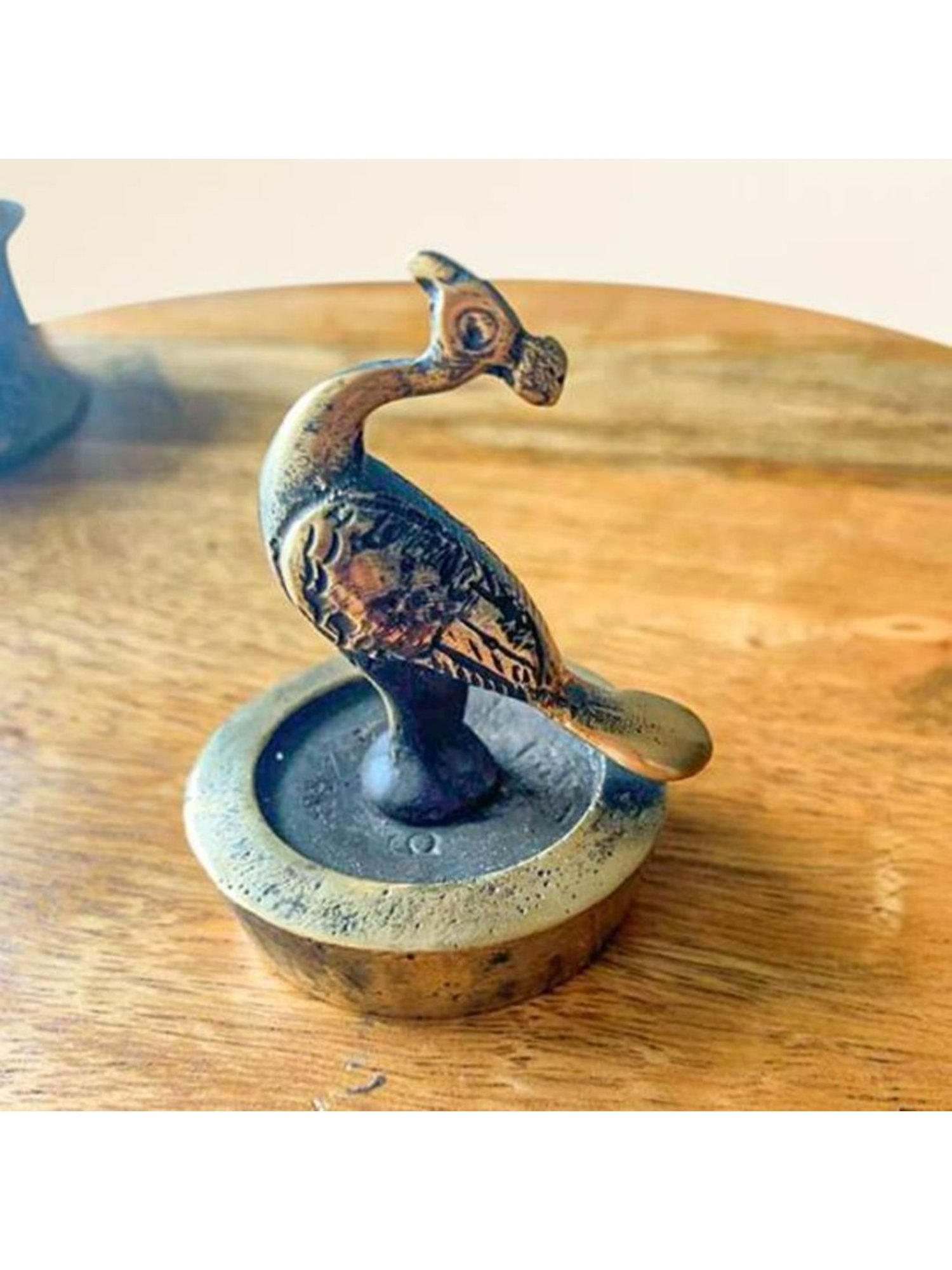 Artisans Rose Gold Brass Adir Peacock Vintage Paper Weight