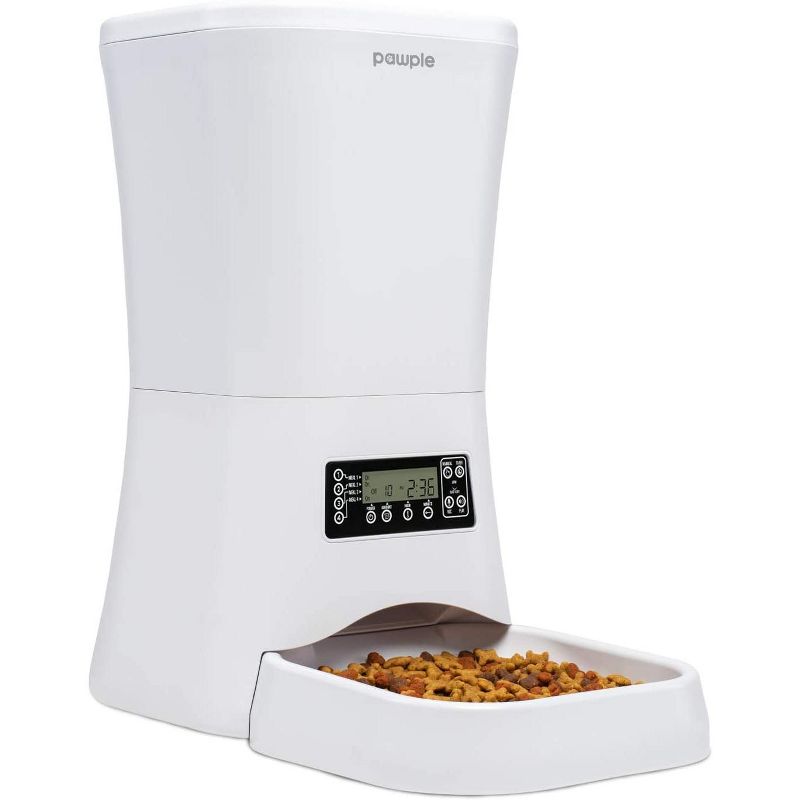 Pawple Automatic Pet Feeder Food Dispenser for Cats, Dogs, Small Animals - Features Distribution Alarms, Portion Control & Voice Recording -Programmable Timer Up to 4 Meals a Day,11L Capacity