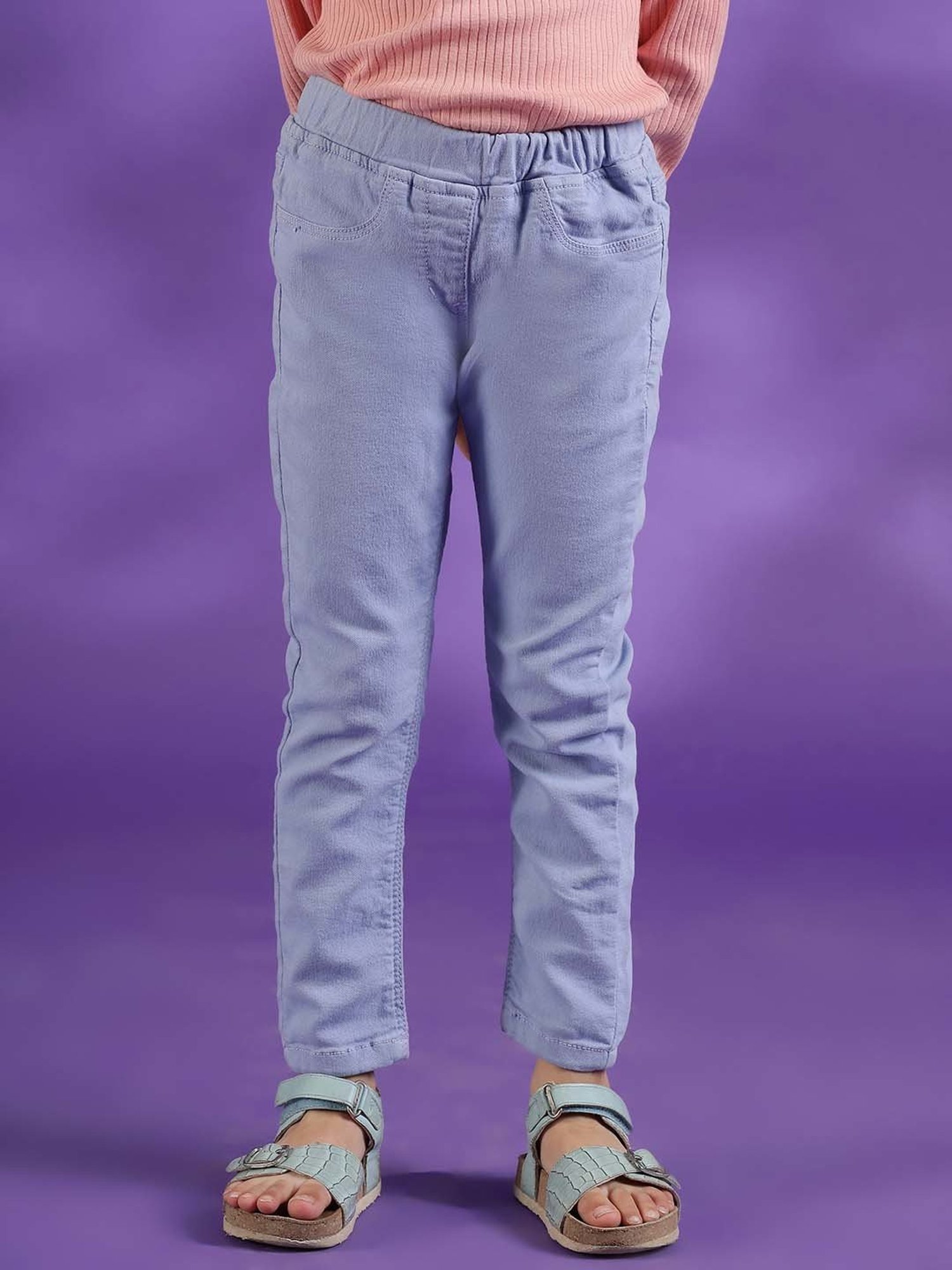 Tales & Stories Girls Purple Slim Fit Jeggings