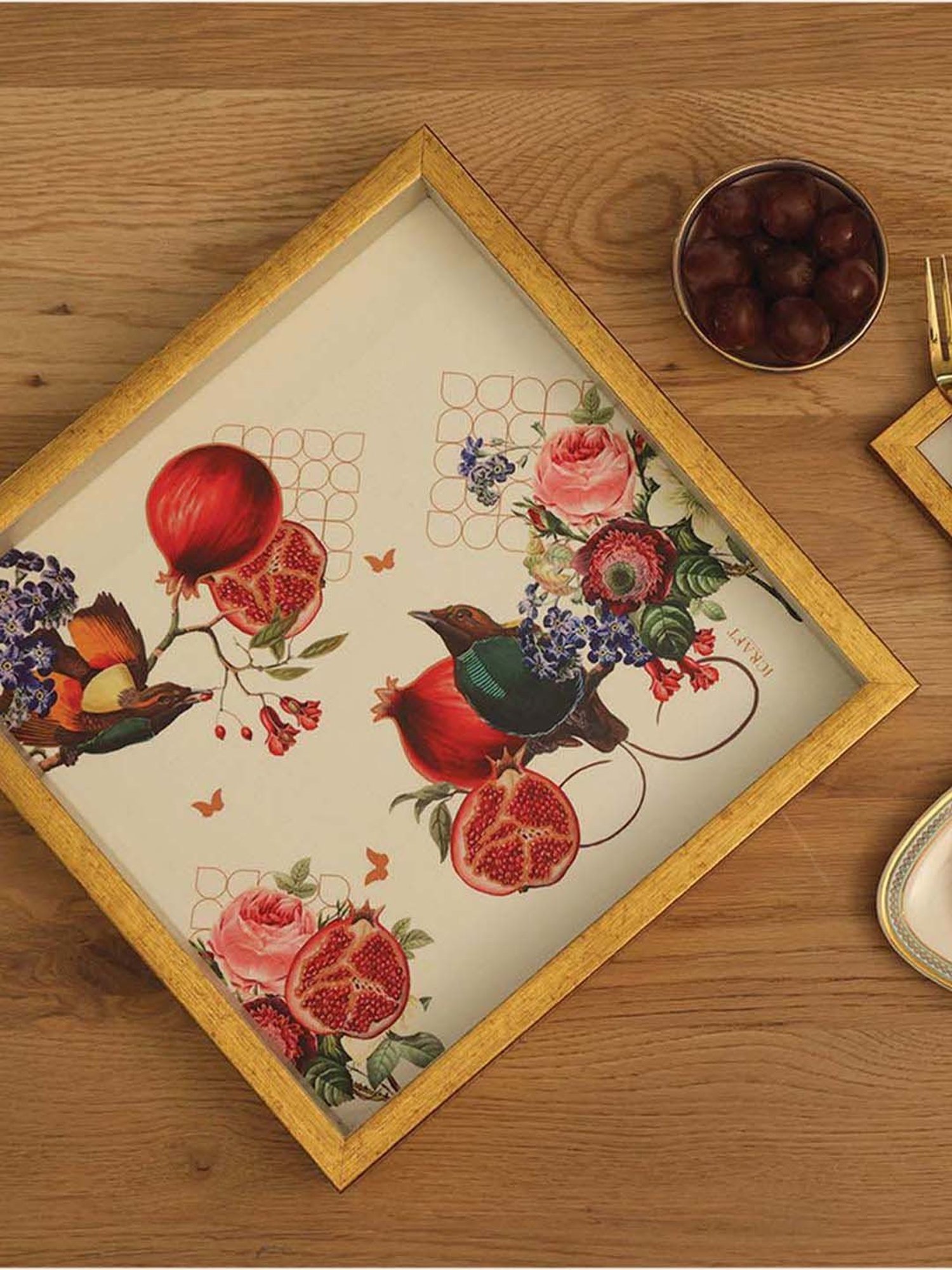 ICRAFT Multicolor Mdf Blossom Series Tray