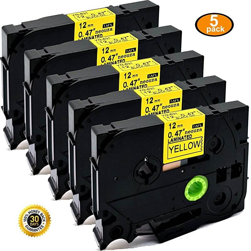 Great Quality Compatible for Brother PTouch Laminated Tze Tz Label Tape Cartridge 12mmx8m TZe631 Black on Yellow