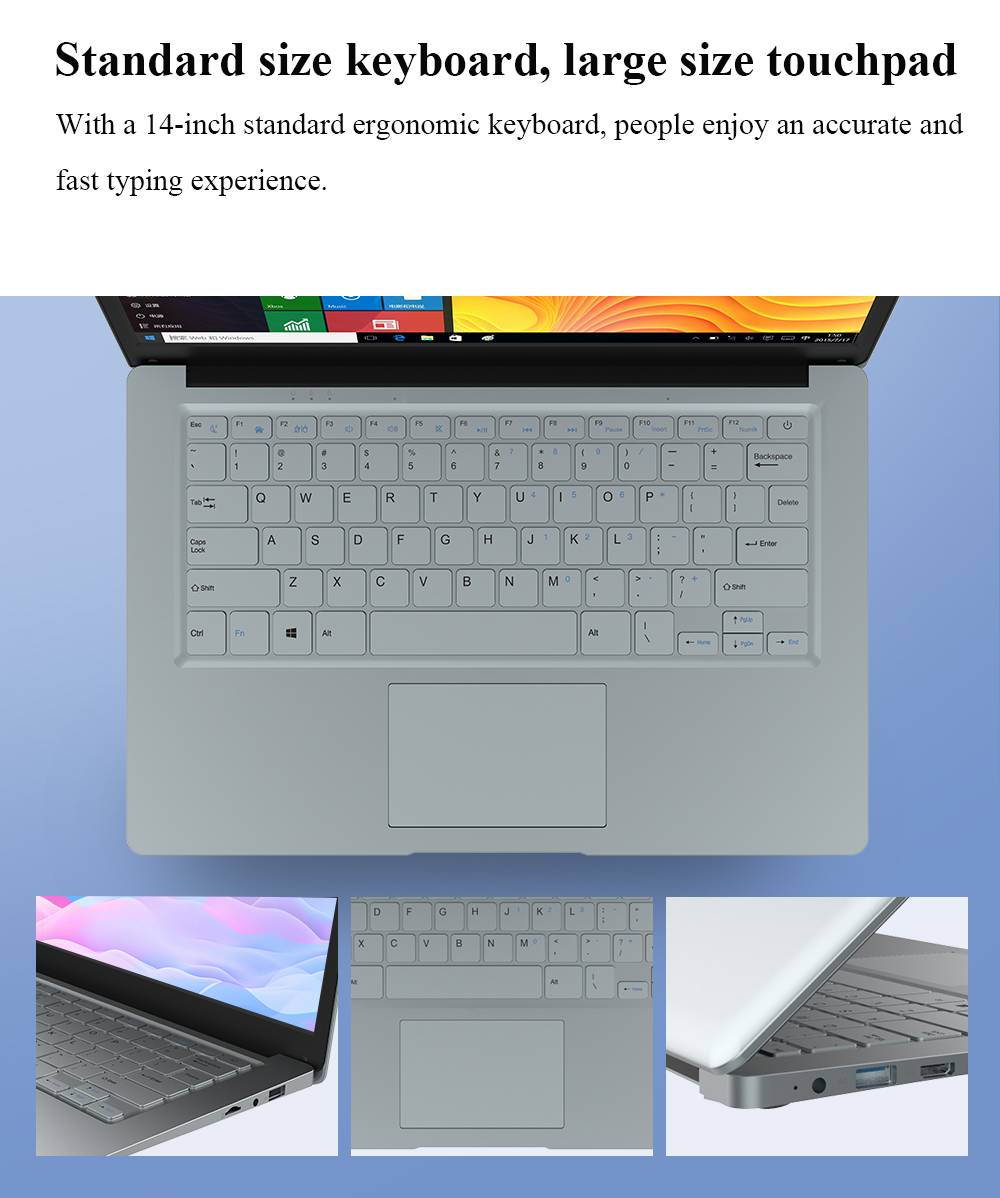 EZbook S5 14.0 In Laptop Intel Atom E3950 1920 * 1080 IPS Win 10 Narrow Bazel Notebook 6GB RAM DDR4 Integrated Card 64GB SSD Laptop