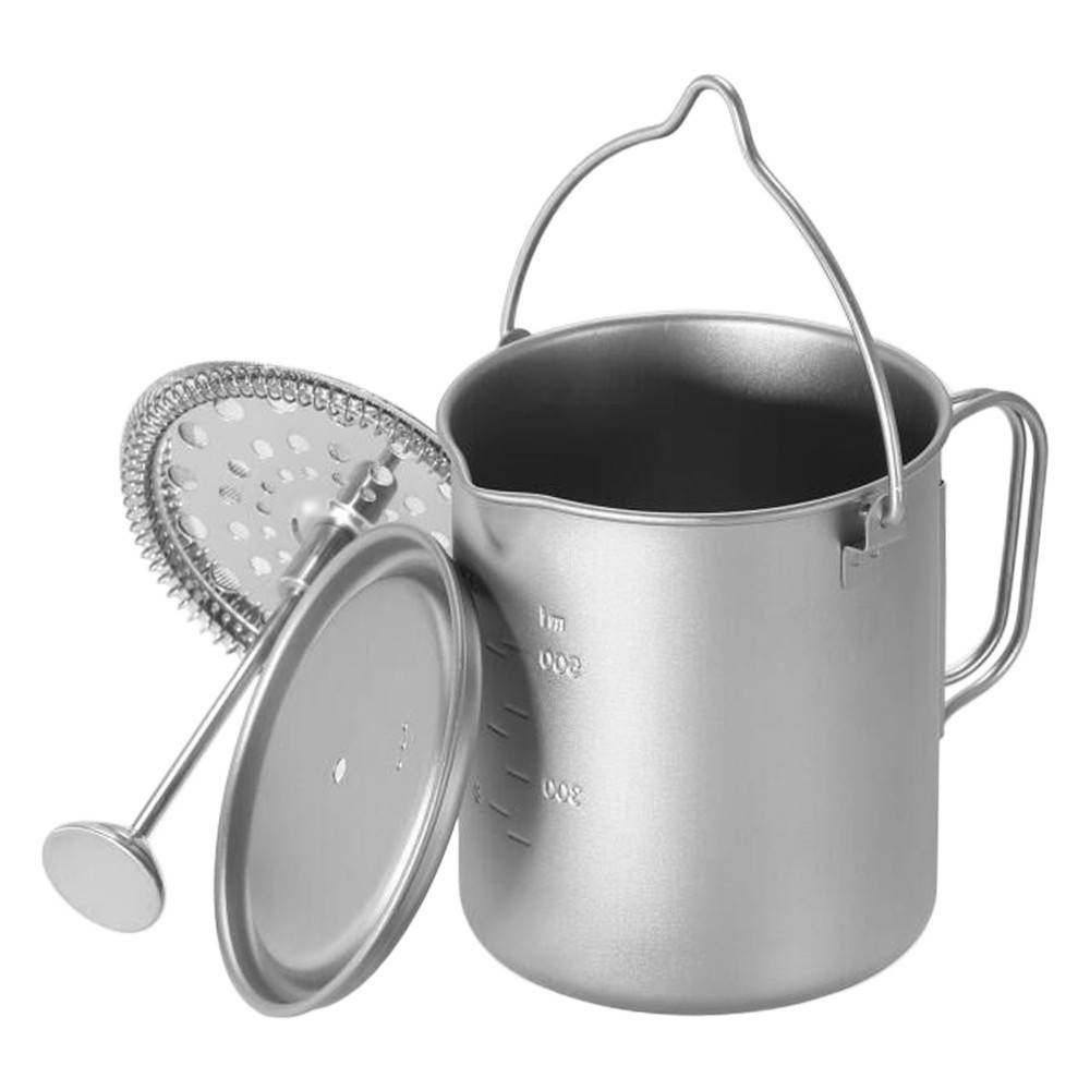 750ml Titanium Coffee Cup Mug French Press Pot Coffee Maker with Lid Outdoor Camping Cooking Pot