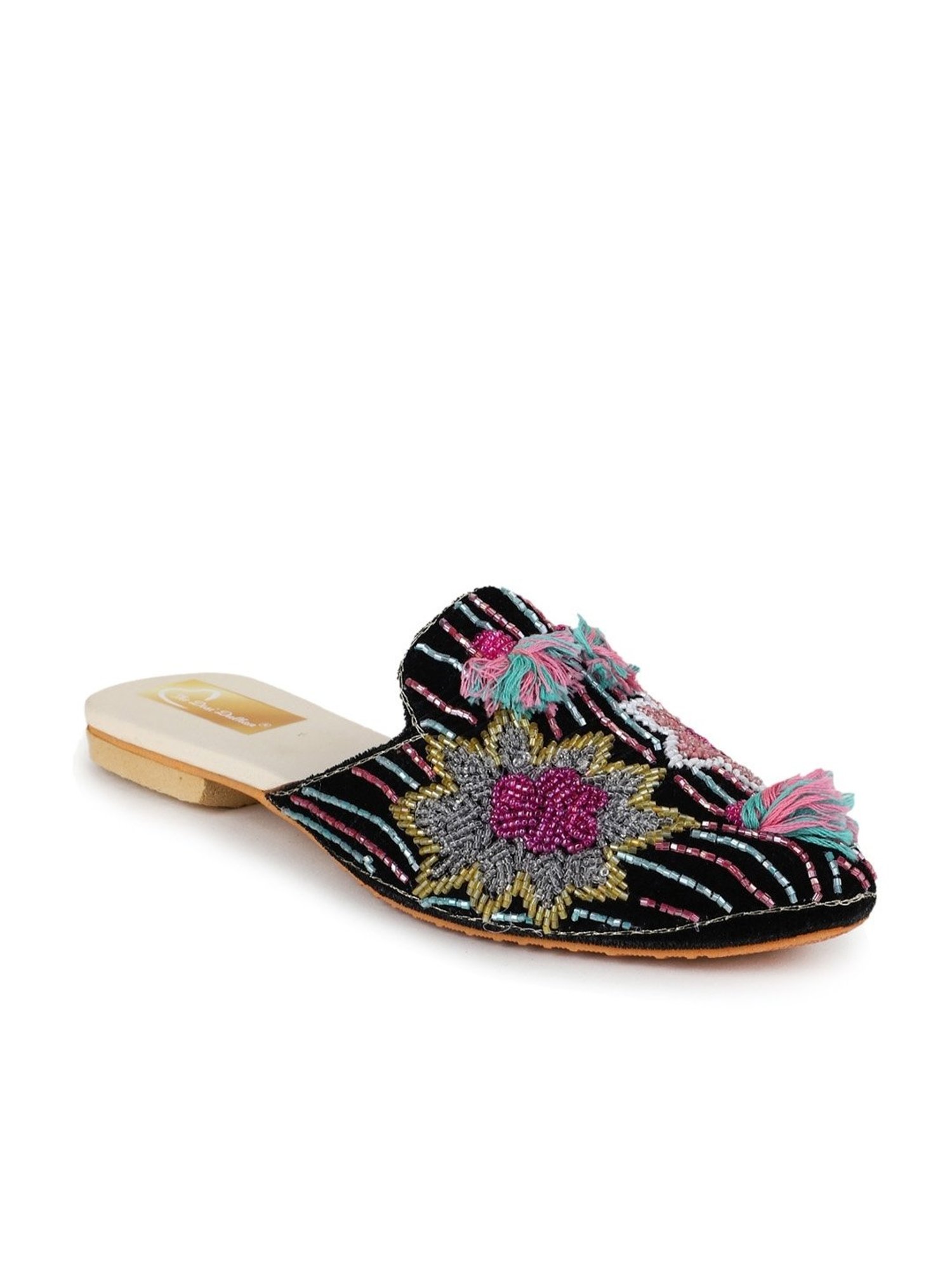 The Desi Dulhan Women's Black Mule Shoes