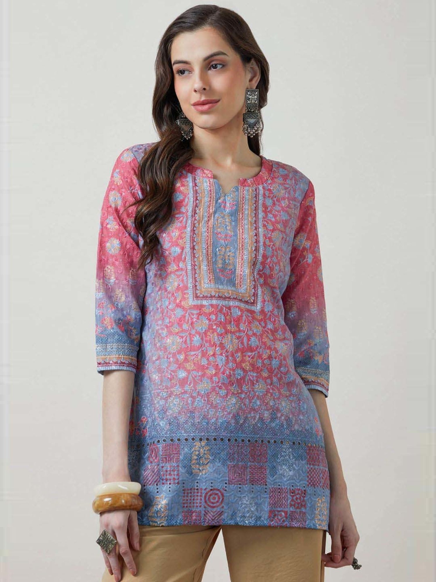 Soch Pink & Blue Embroidered Tunic