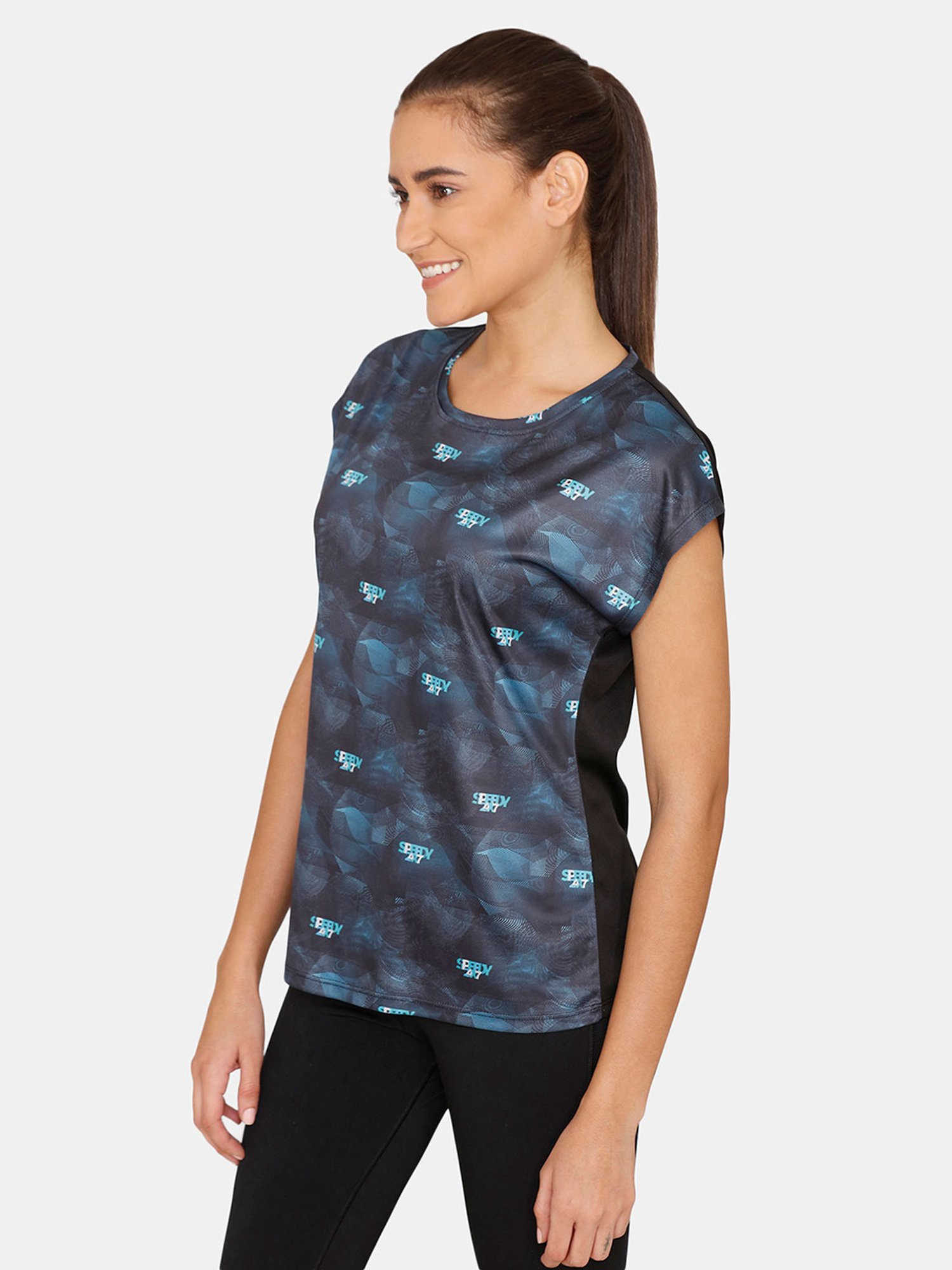 Zelocity by Zivame Black Printed T-Shirt