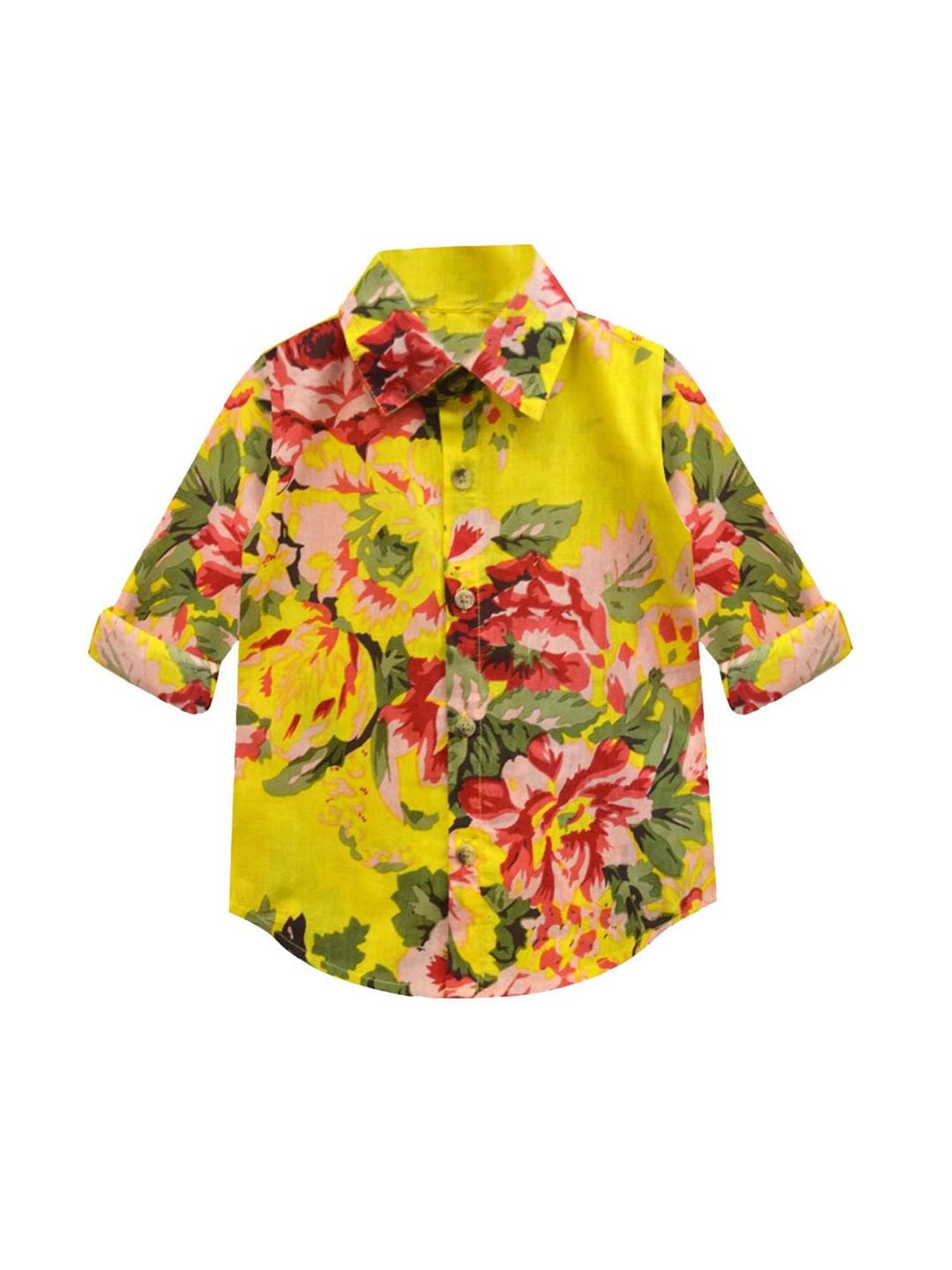 A.T.U.N. Yellow Floral Print Full Sleeves Shirt