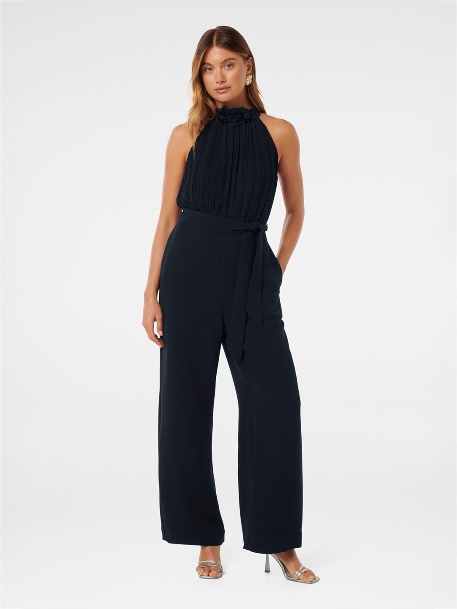 Forever New Carter Pleated Rosette Jumpsuit With Belt