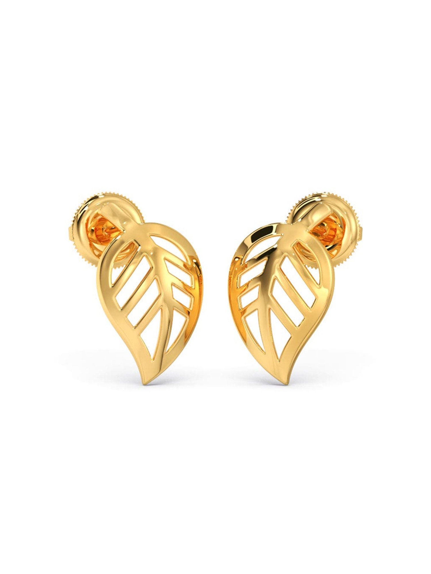 Candere by Kalyan Jewellers Peacock Collection 18k Yellow Gold Stud Earrings for Women