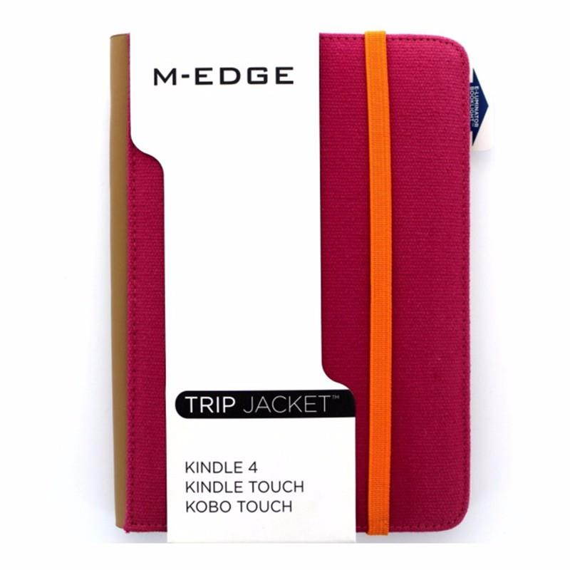 Pink Canvas Trip Jacket with Orange Elastic Band for Amazon Kindle Touch