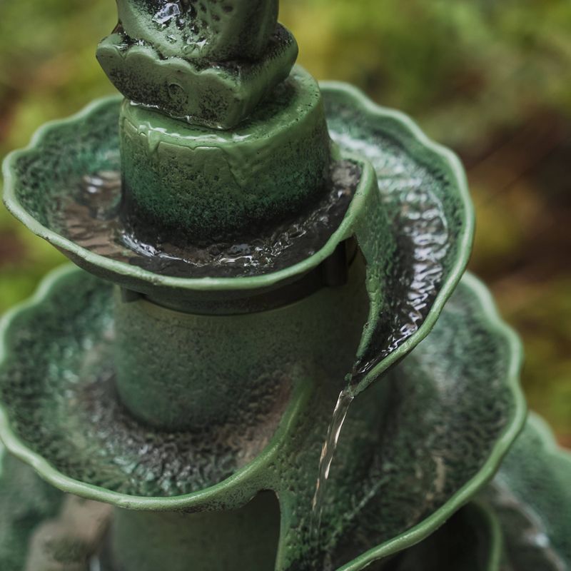 41" Lightweight Plastic Fish Design Birdbath and Birdfeeder Green - XBrand