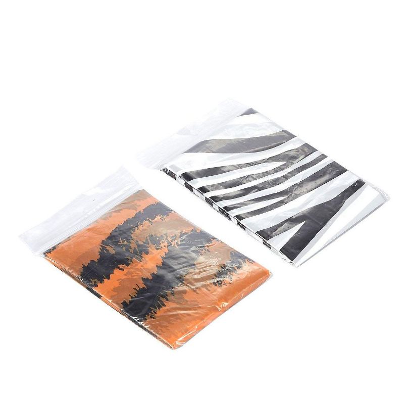 Juvale 12 Pack Kids Disposable Rain Ponchos - Emergency Waterproof Raincoat with Hood,  Zebra & Tiger Print