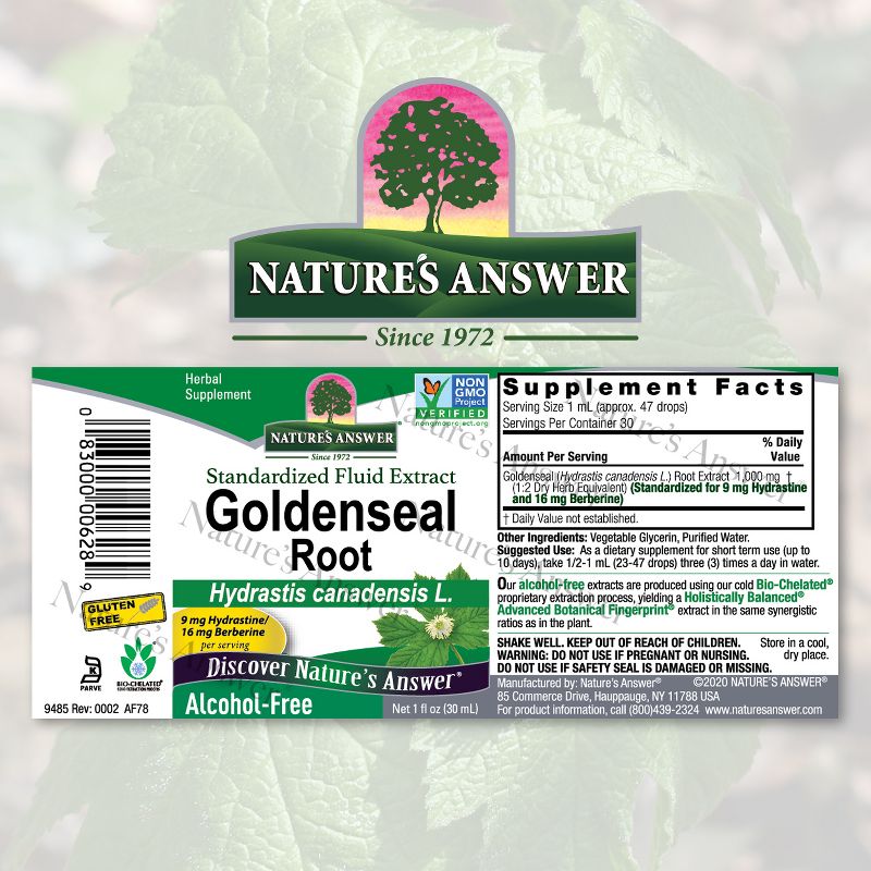 Nature's Answer Supports Immune System, Goldenseal Root Liquid-1oz