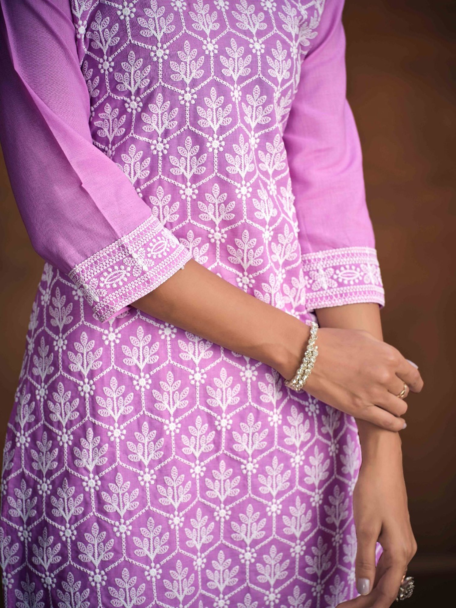 Ishin Pink Embroidered Kurta With Pant & Dupatta
