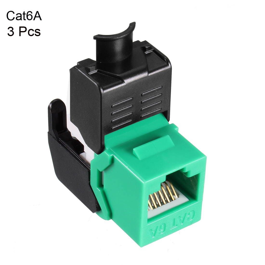 Cat6A Keystone Jack RJ45 Module - Cat6A Network Coupler Punch Adapter 3pcs Green