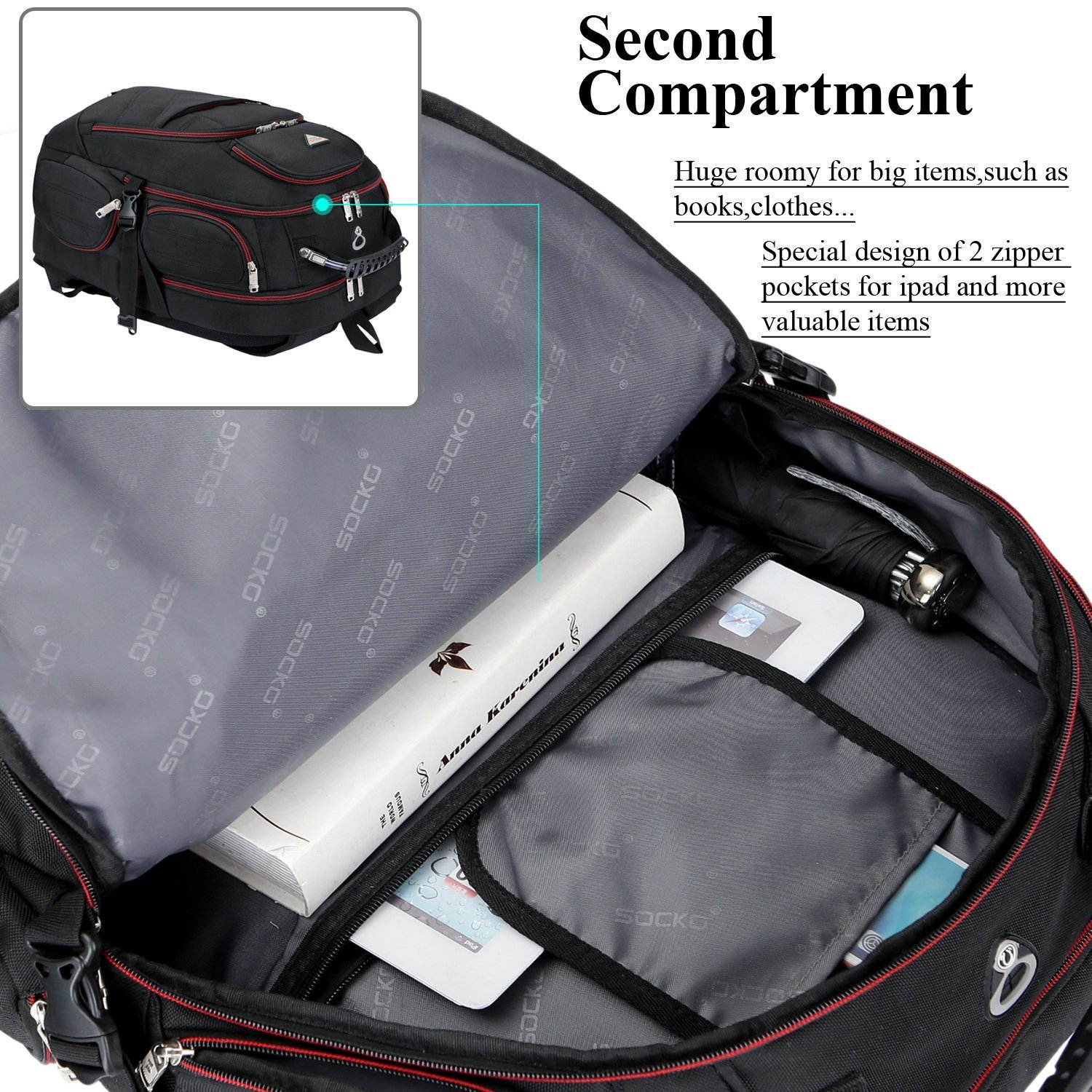 ESTONE Travel Gaming Laptop Backpack 18.4 Inch Waterproof Computer Bag Notebook Rucksack for 18-18.4 Inches Dell, Asus, Msi,Hp Gaming Laptops , Black