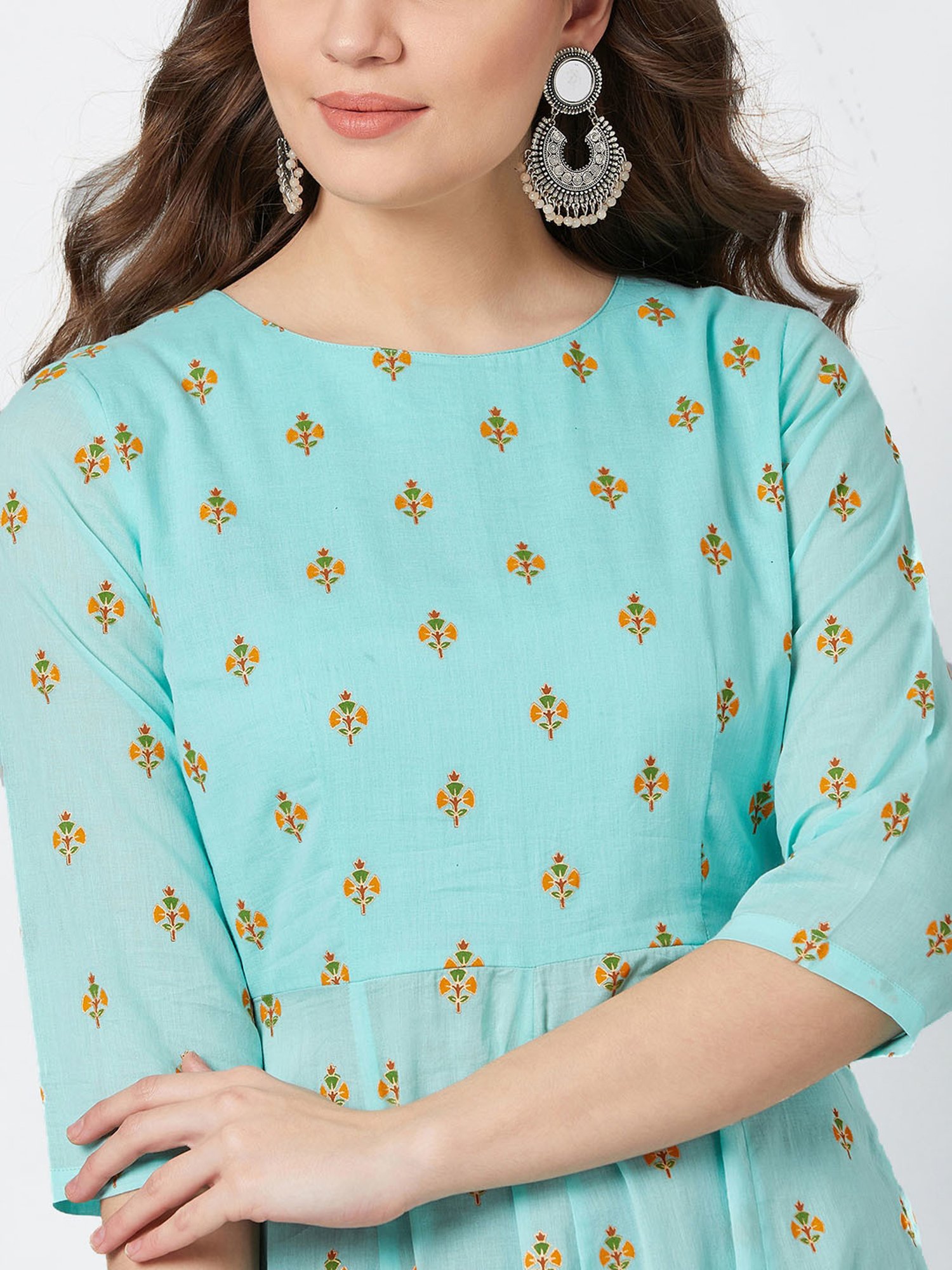 PANIT Blue Printed Anarkali Kurta
