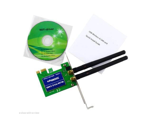 2 Antenna Wireless Wifi 300Mbps LAN Network PCI Express Adapter Card 802.11b/g/n