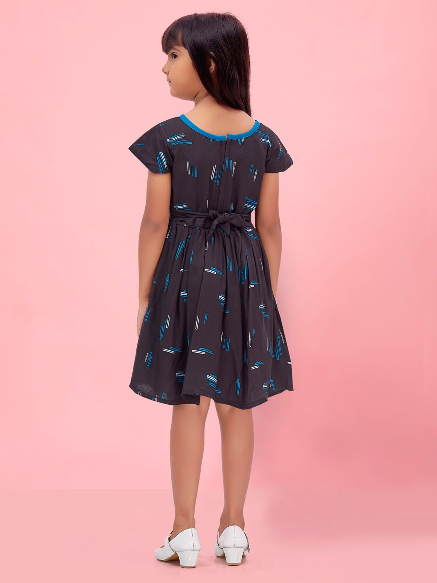 Aarika Kids Dark Grey Printed Frock