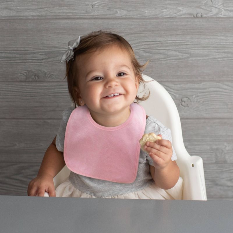 Neat Solutions Solid Pastel/Knit Terry Water-Resistant Lined Bib Set - White - 10pk