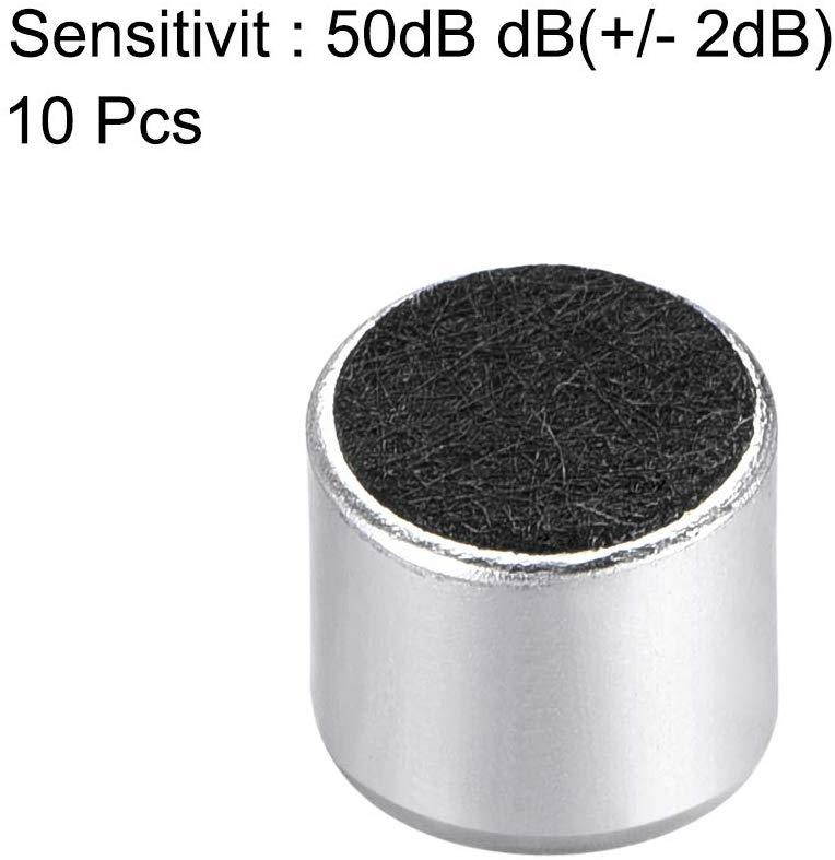 uxcell 6050 50dB Electret Microphone Pickup 6mm x 5mm Cylindrical Condenser MIC with Solder Joint for PCB 10 Pcs