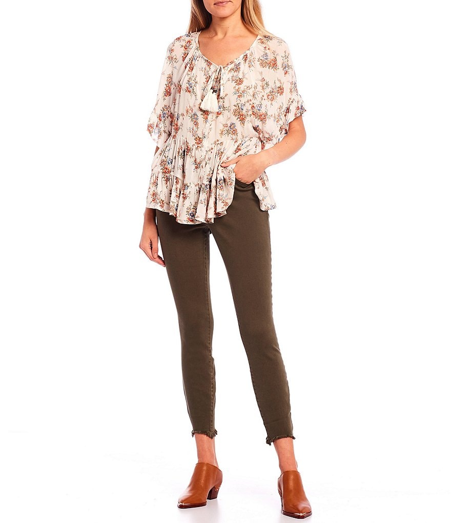 Jolt Raw Hem Crop Skinny Pants