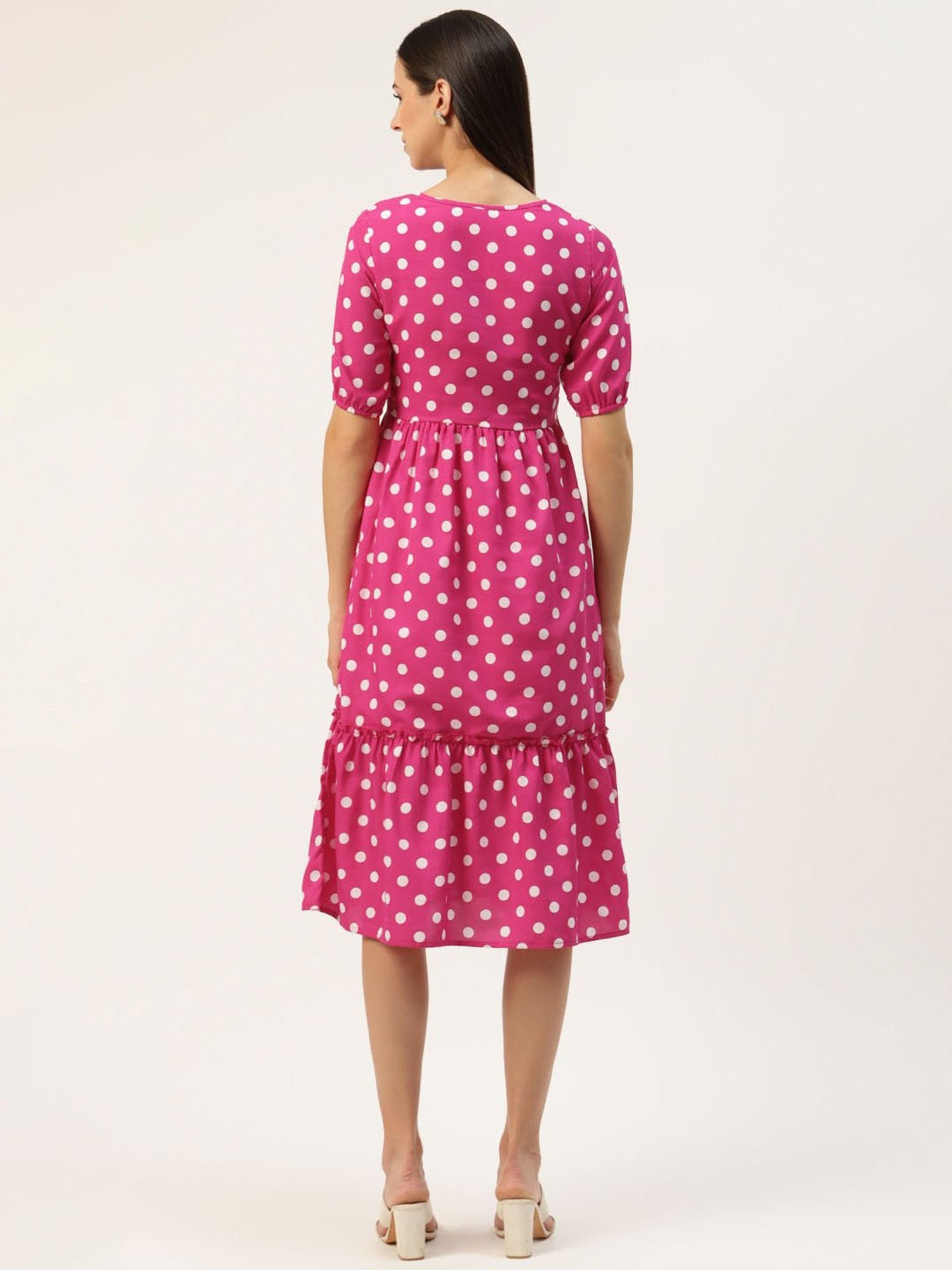 BRINNS Pink Printed Midi A Line Dress