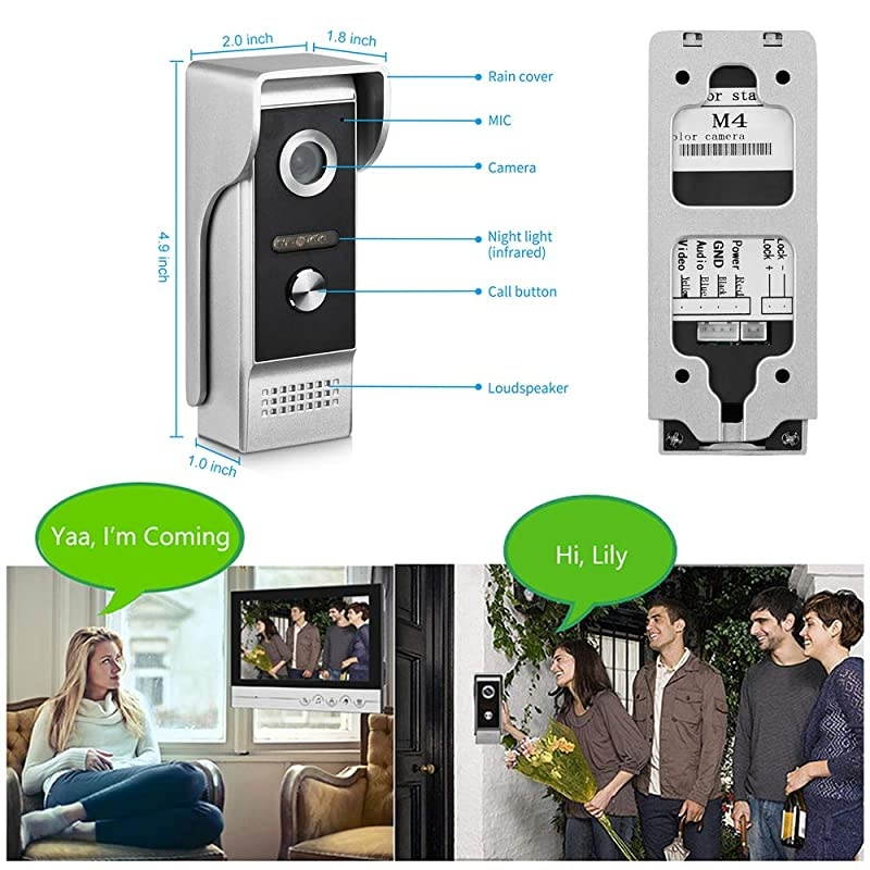 Wired Video Doorbell Intercom System 9 Inches Monitor Video Doorbell Door Phone Kits with HD Camera Support Unlock Monitoring DualWay Intercom for Villa Home Office Apartment