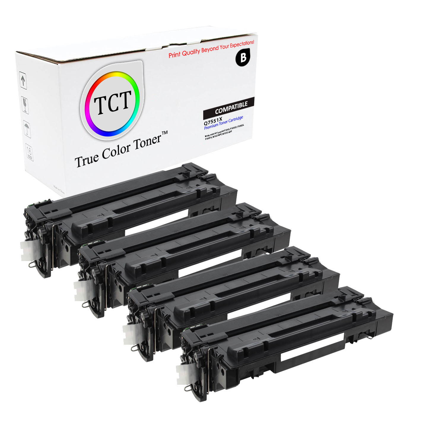 TCT Premium Compatible Toner Cartridge Replacement for HP 51X Q7551X Black High Yield works with HP LaserJet P3005 P3005D P3005X P3005N P3005DN Printers (13,000 Pages) - 2 Pack