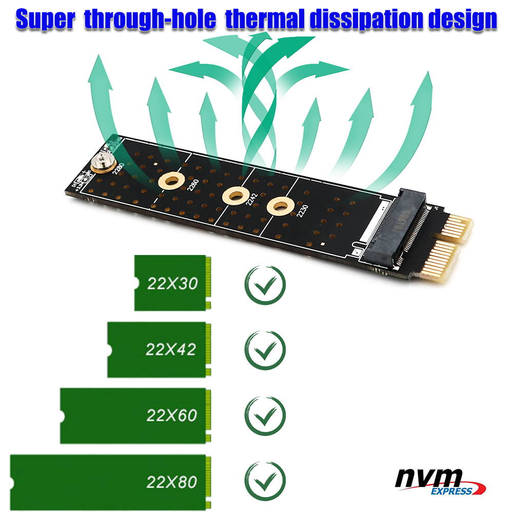 NGFF(M.2)  nvme M key SSD to PCI- E 1X Adapter(vertical installation)