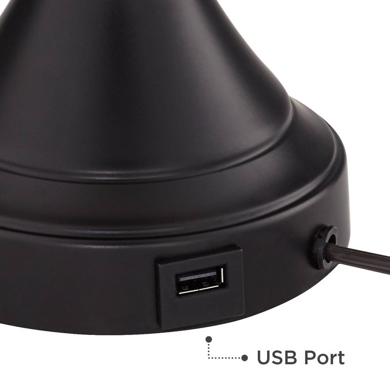 Regency Hill Black Shade USB LED Touch Table Lamps Set of 2