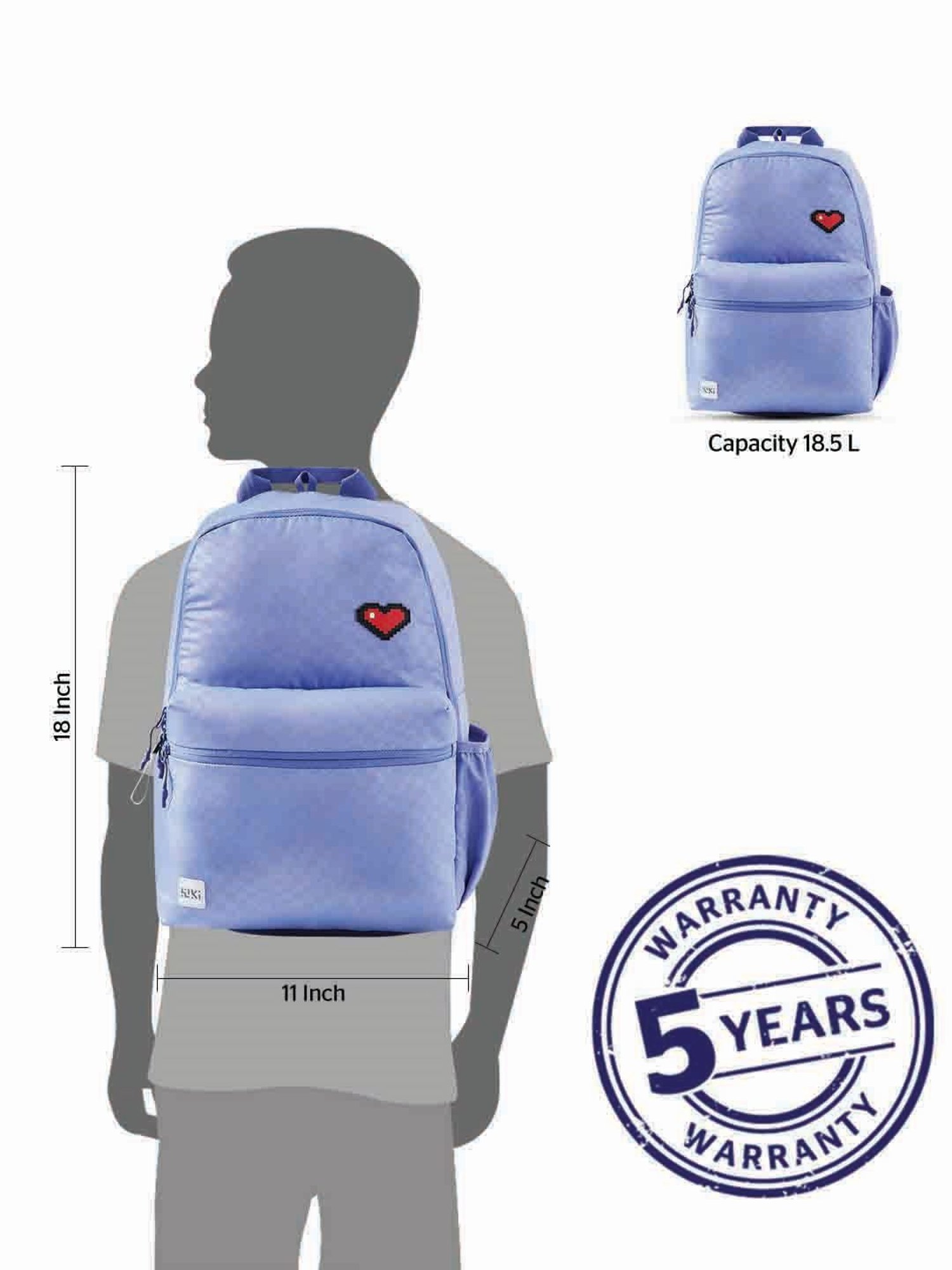 Wiki Back to School Purple Polyester Printed Backpack - 18 Ltrs