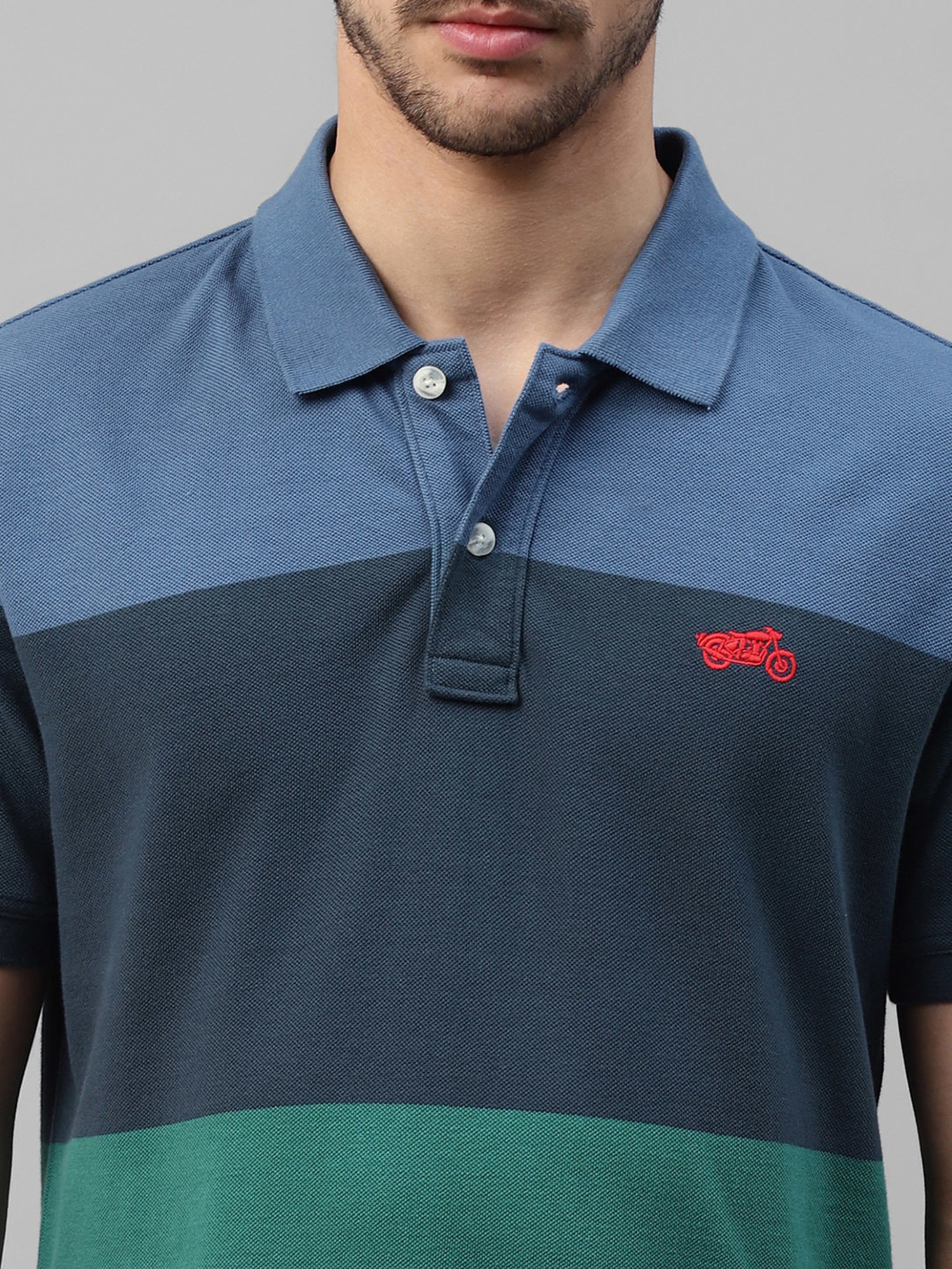 Royal Enfield Bold YD Multicolor Regular Fit Striped Polo T-Shirt