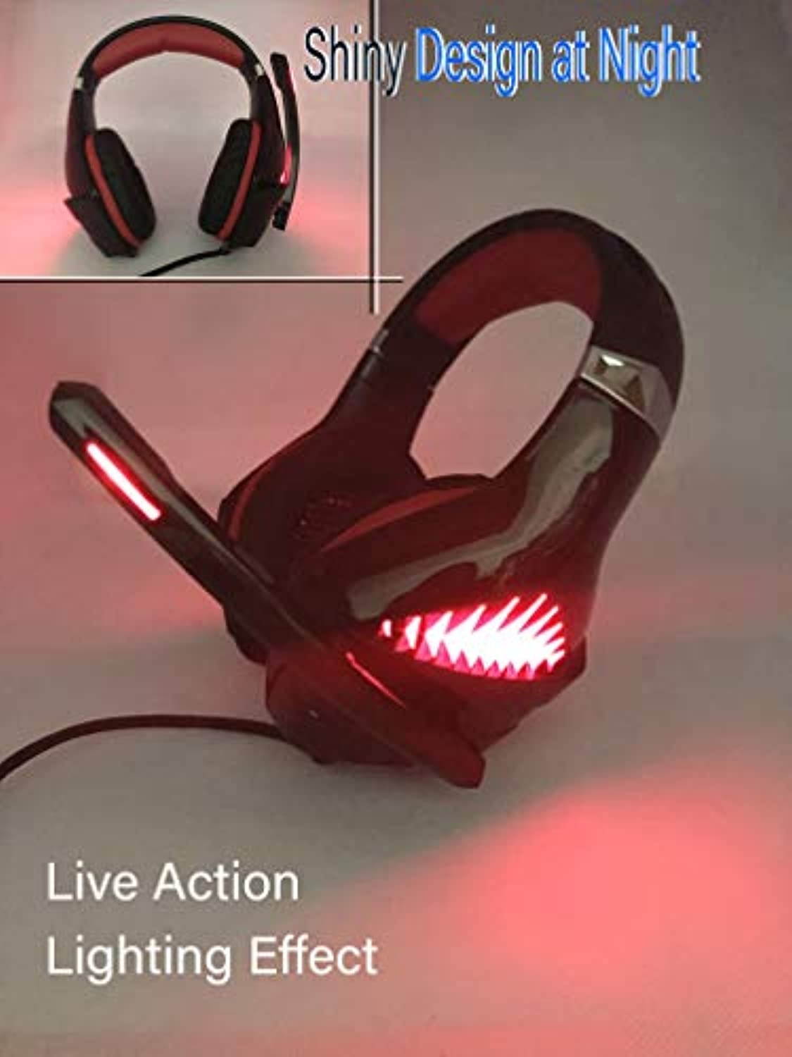 Pro Gaming Headset for PC PS4 Surround Sound Over-Ear Headphones with Mic LED Light Bass Surround Soft Memory Earmuffs for Computer Laptop Switch Games Kid?s Boy?s Teen?s Gifts