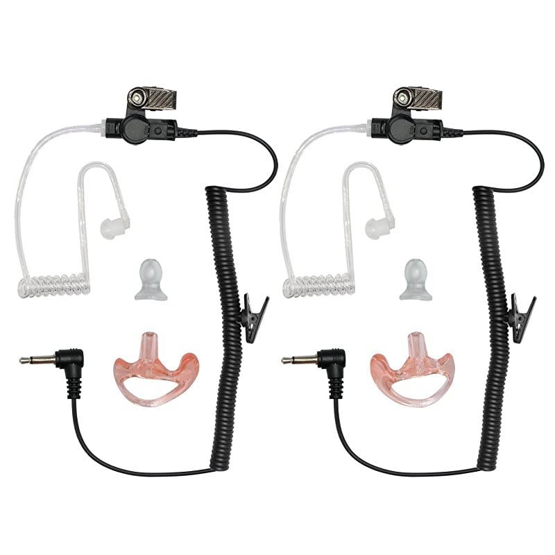 35mm ReceiverListen Only Surveillance Headset with Clear Coil Tube for Two Way RadiosPair
