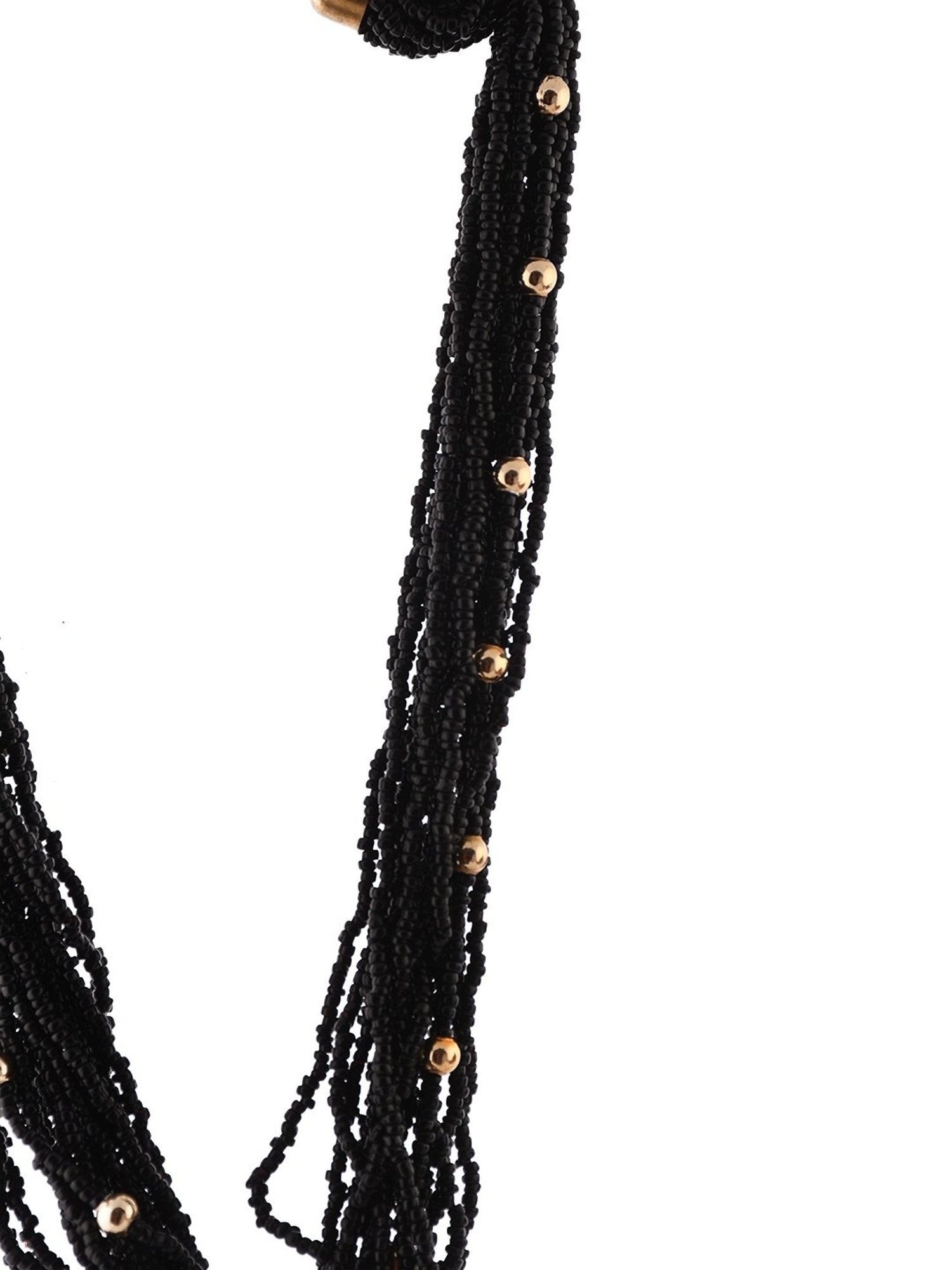 Imli Street Black Golden Long Beaded Handcrafted Necklace