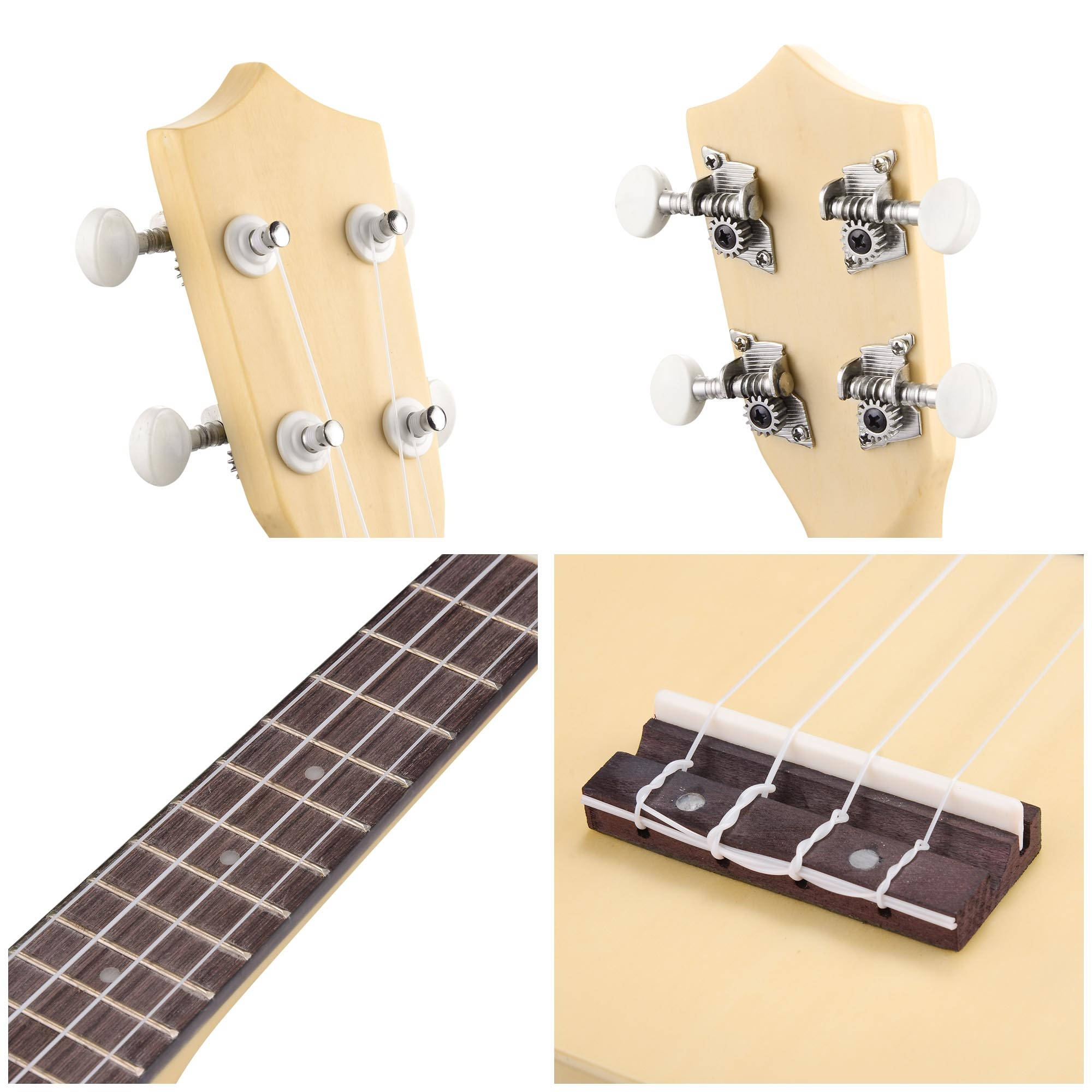 21" Basswood 12 Fret Soprano Ukulele with Aluminum Capo Carrying Bag Natural