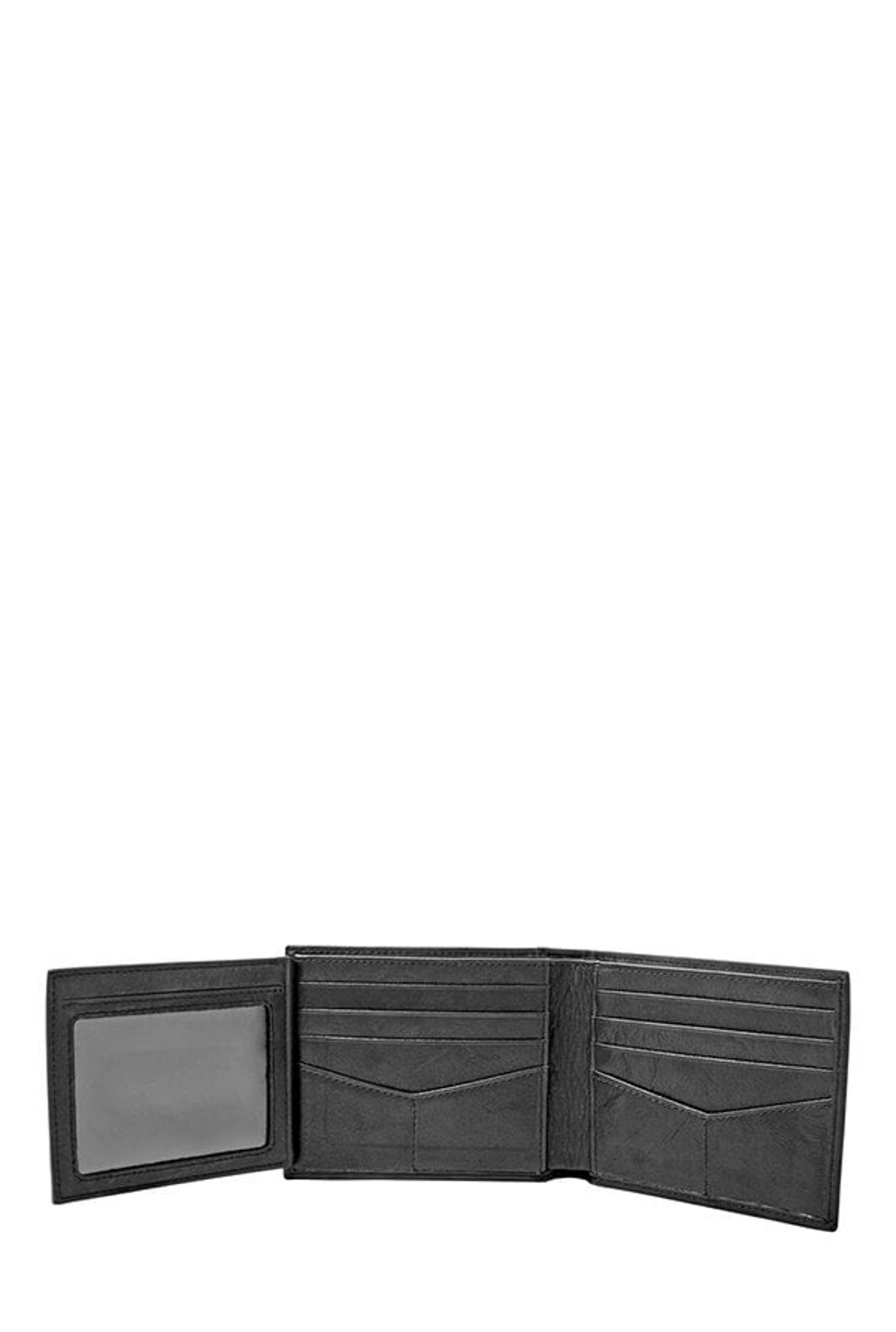 Fossil Black Solid Leather Bi-Fold Wallet