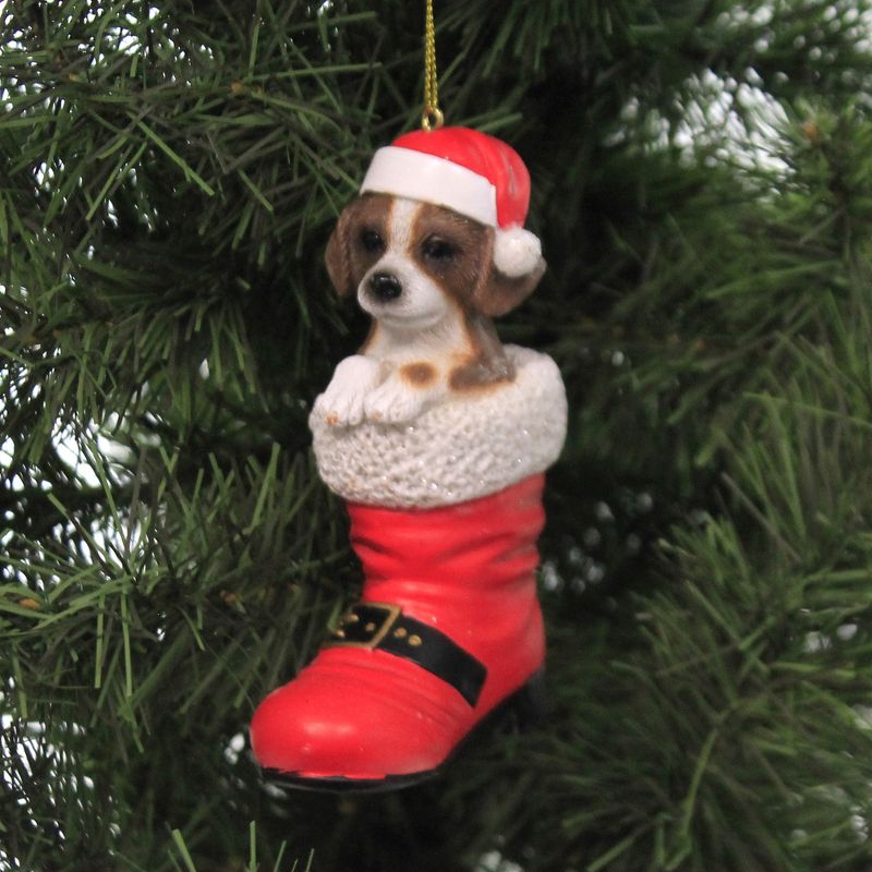 Holiday Ornaments 4.75" Mixed Breed In Santa Boot Pet Parade  -  Tree Ornaments