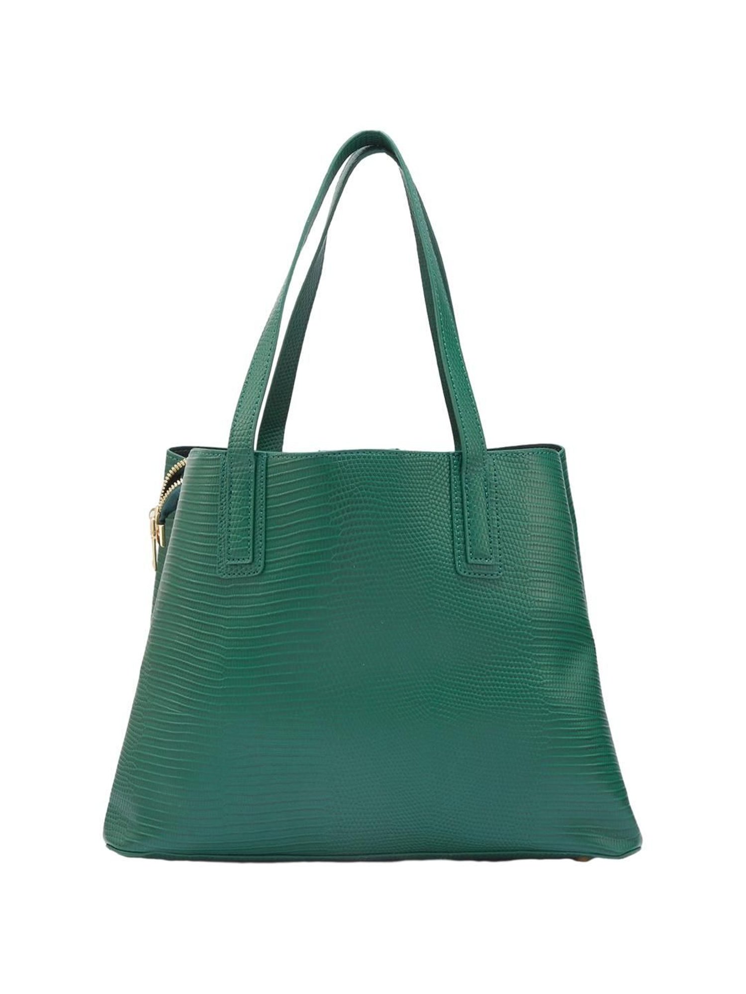Globus Forest Green Textured Medium Handbag