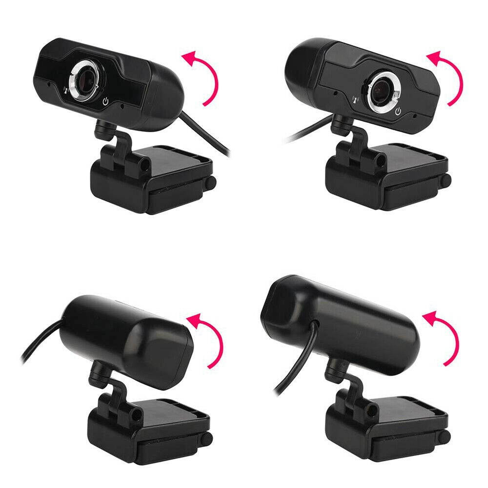 HD 1080P Webcam Mini Computer PC Web Camera with Microphone Rotatable Neck
