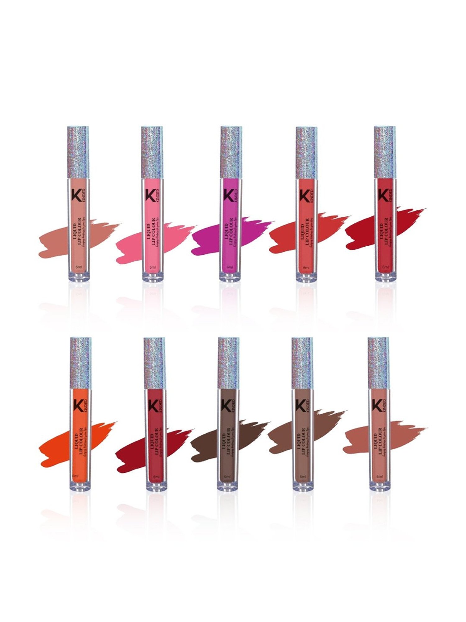 KINDED Liquid Lip Colour Set, Pack of 10