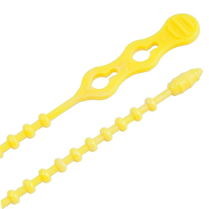 4512BEADYW Beaded Cable Tie Wrap 12 inch 70 lb Reusable Adjustable Wire and Cord Management 15 Pk Yellow