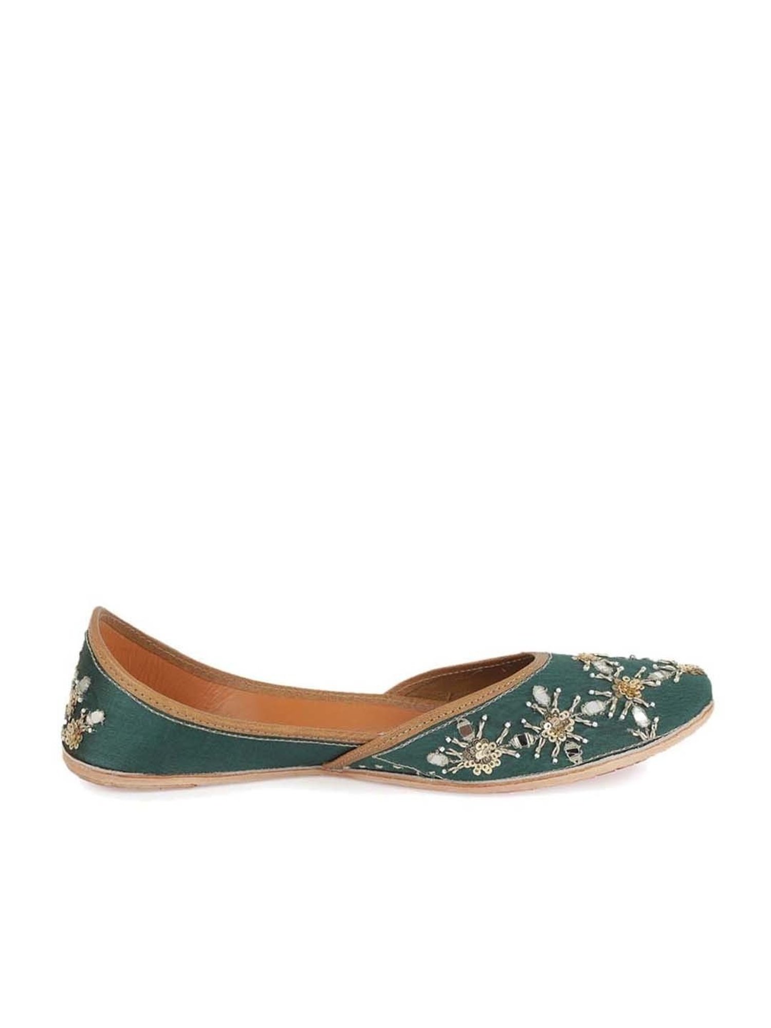 Glam Story Women's Turquoise Ethnic Juttis